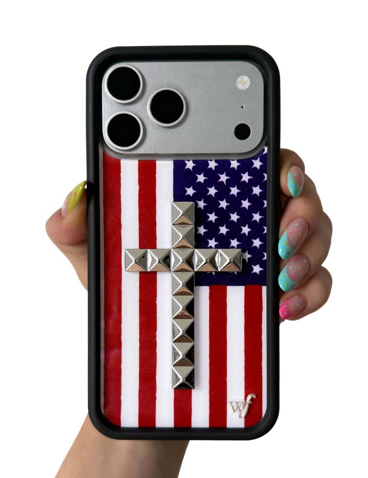 Stud Cross American Flag iPhone Case