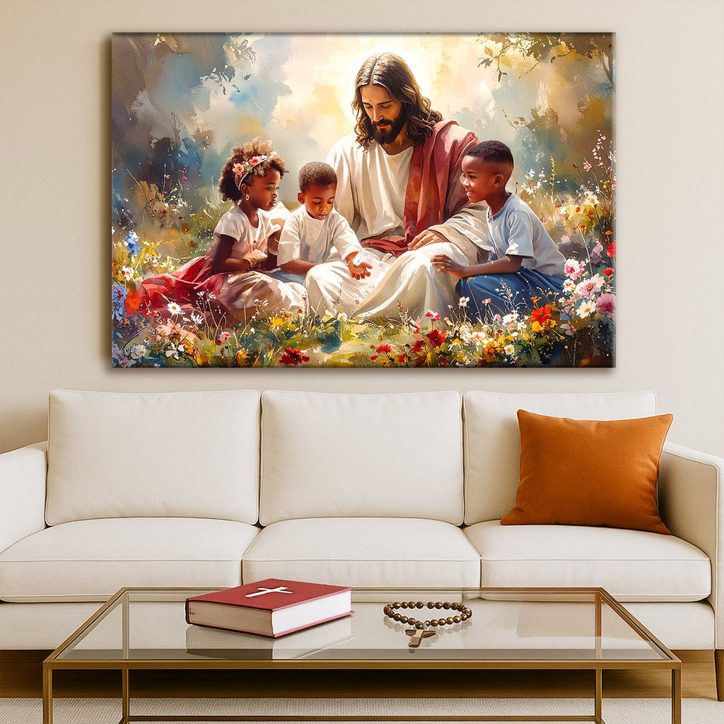 Jesús con niños Faith Wall Art VIII