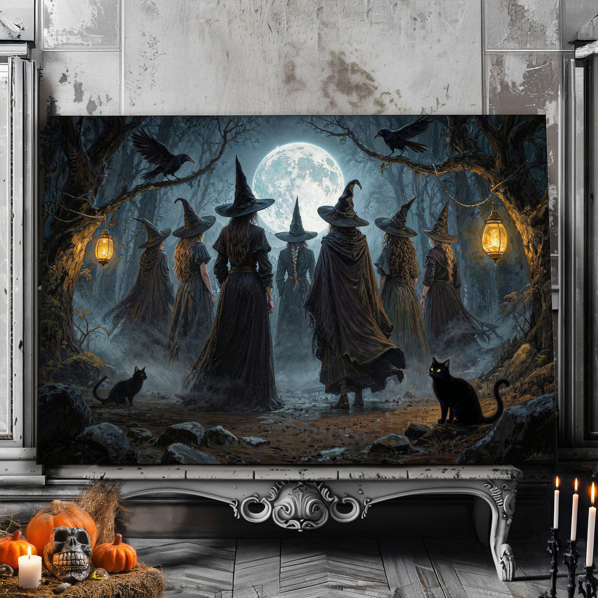 Arte de pared de Halloween "Aquelarre de brujas"