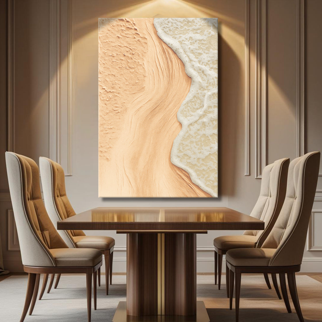 Arte de pared costero de playa beige