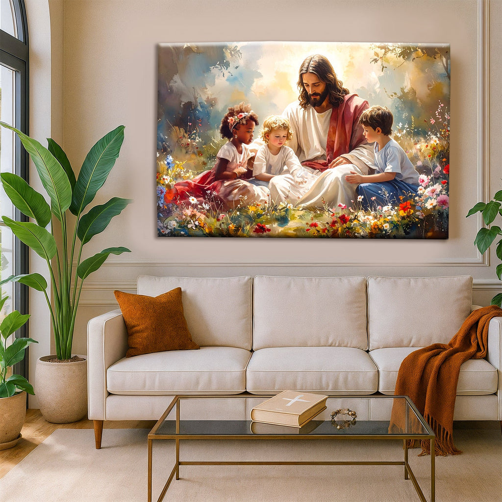 Jesús con niños Faith Wall Art VIII