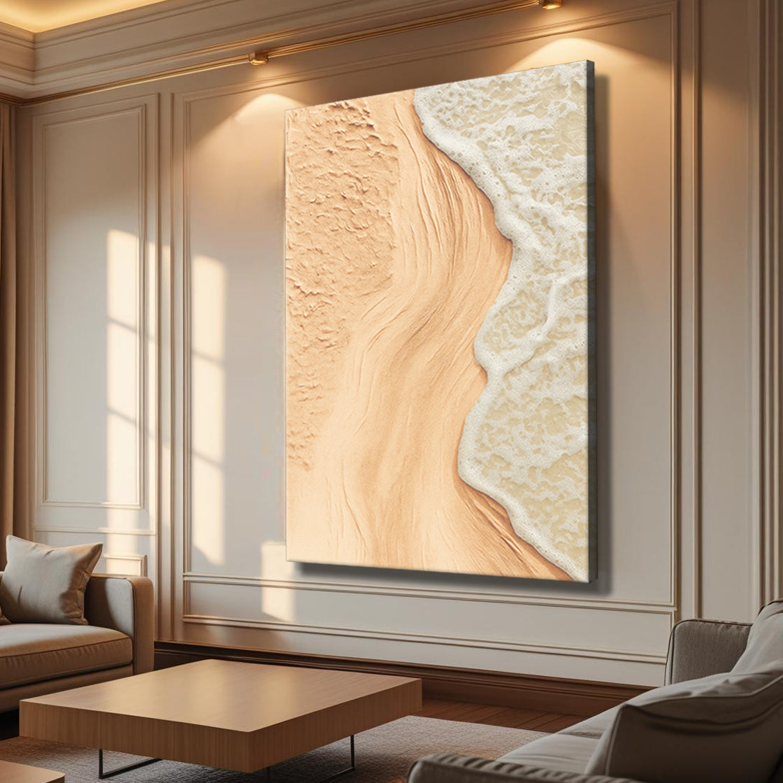 Arte de pared costero de playa beige