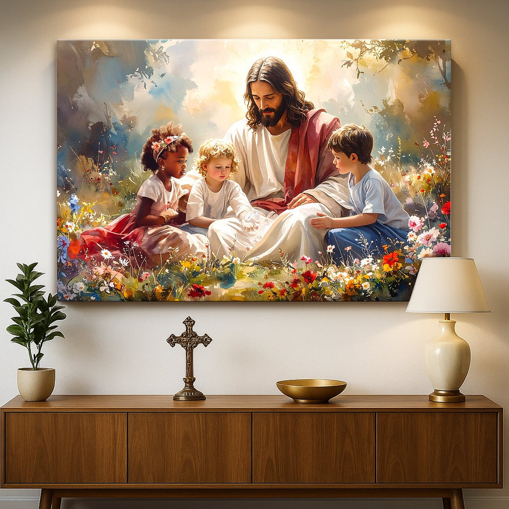Jesús con niños Faith Wall Art VIII