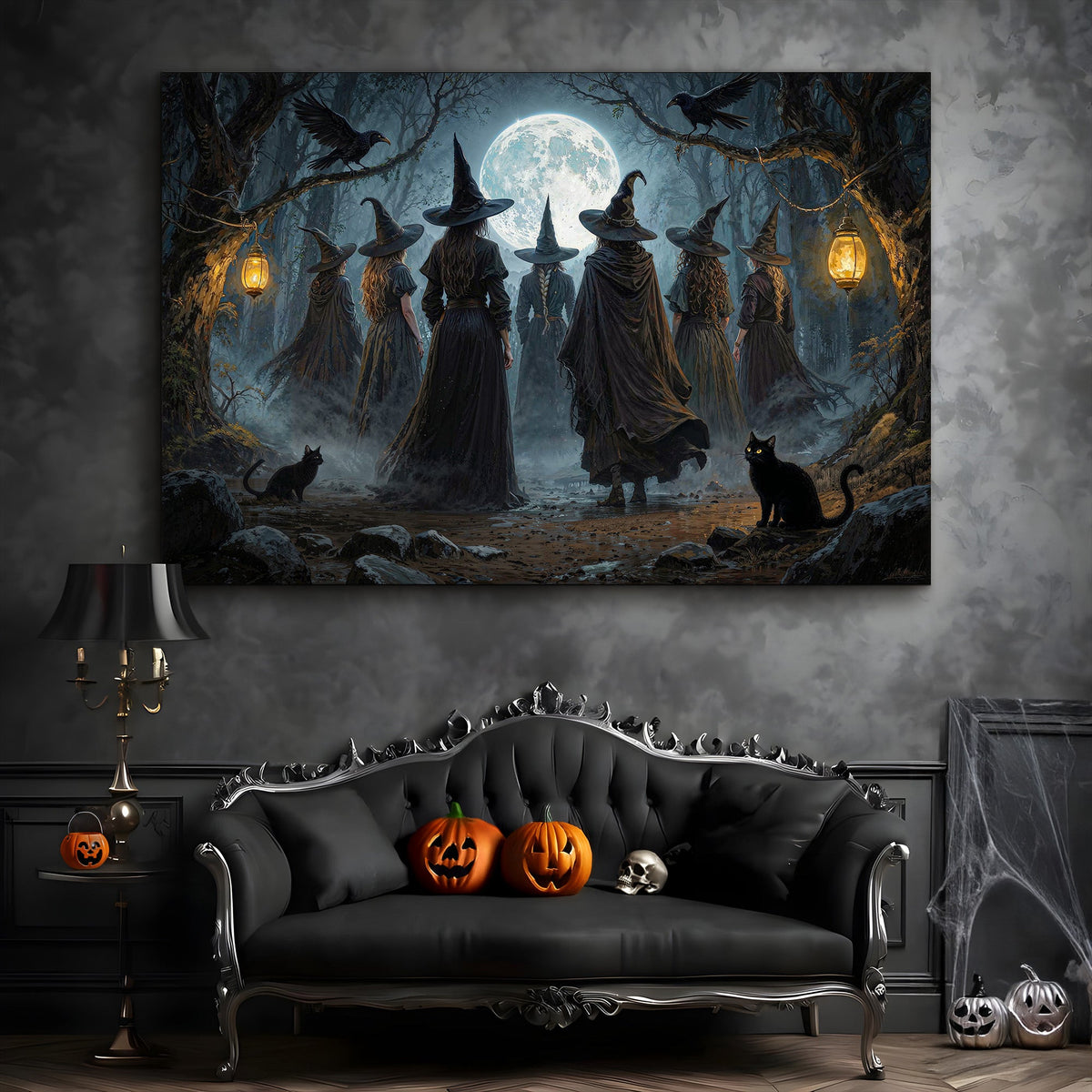 Arte de pared de Halloween "Aquelarre de brujas"