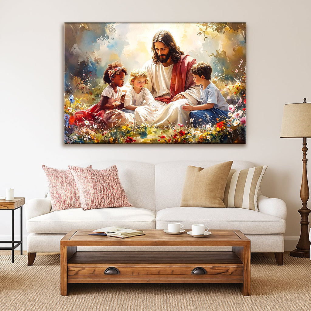 Jesús con niños Faith Wall Art VIII