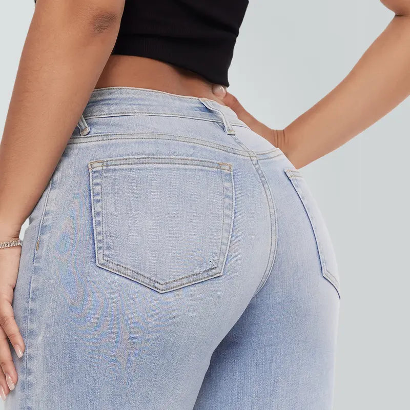 Mid-Low Rise Stretch Wide Leg Jeans