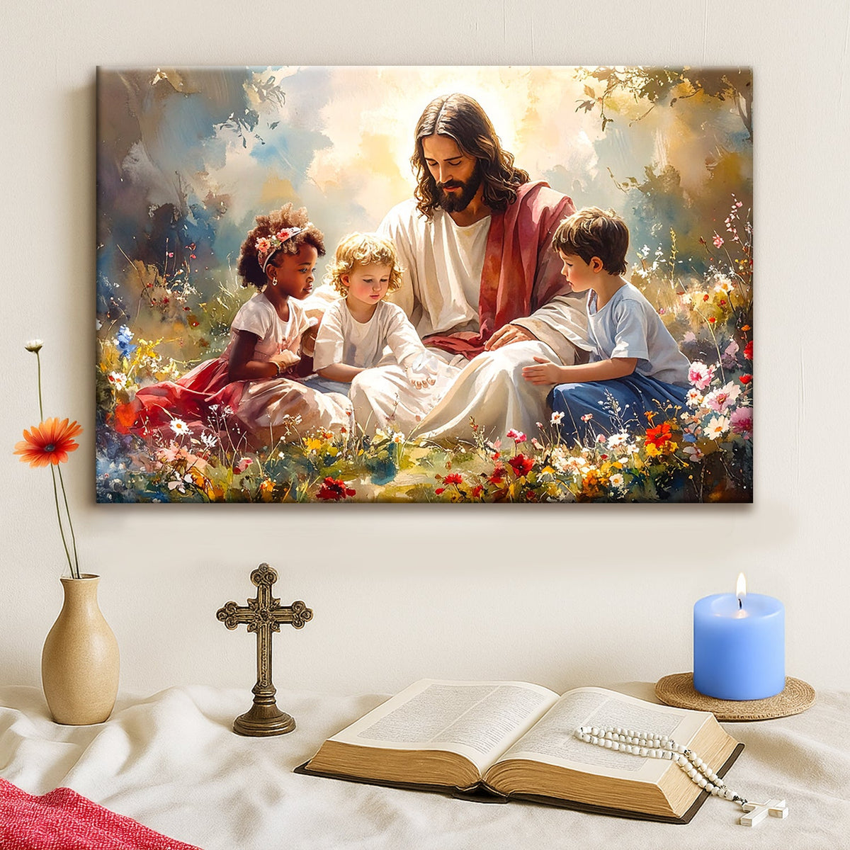 Jesús con niños Faith Wall Art VIII