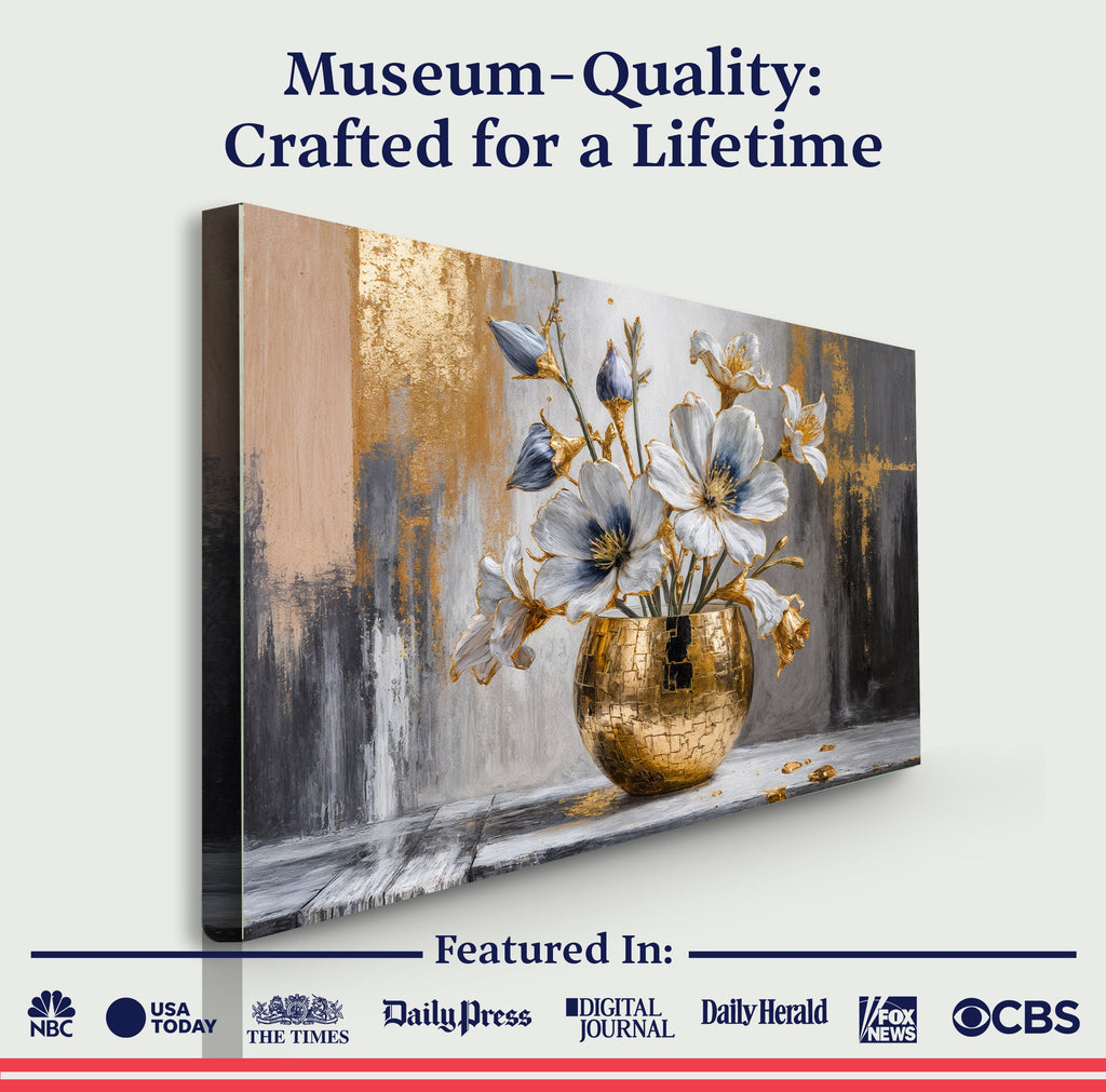 Magnolia Bloom en Oro Arte de Pared Abstracto
