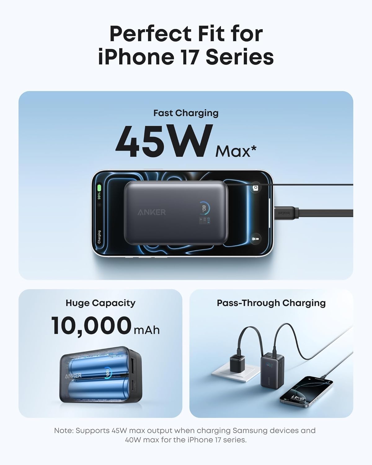 Batería externa Anker Nano (10K, 45W, cable USB-C retráctil integrado)