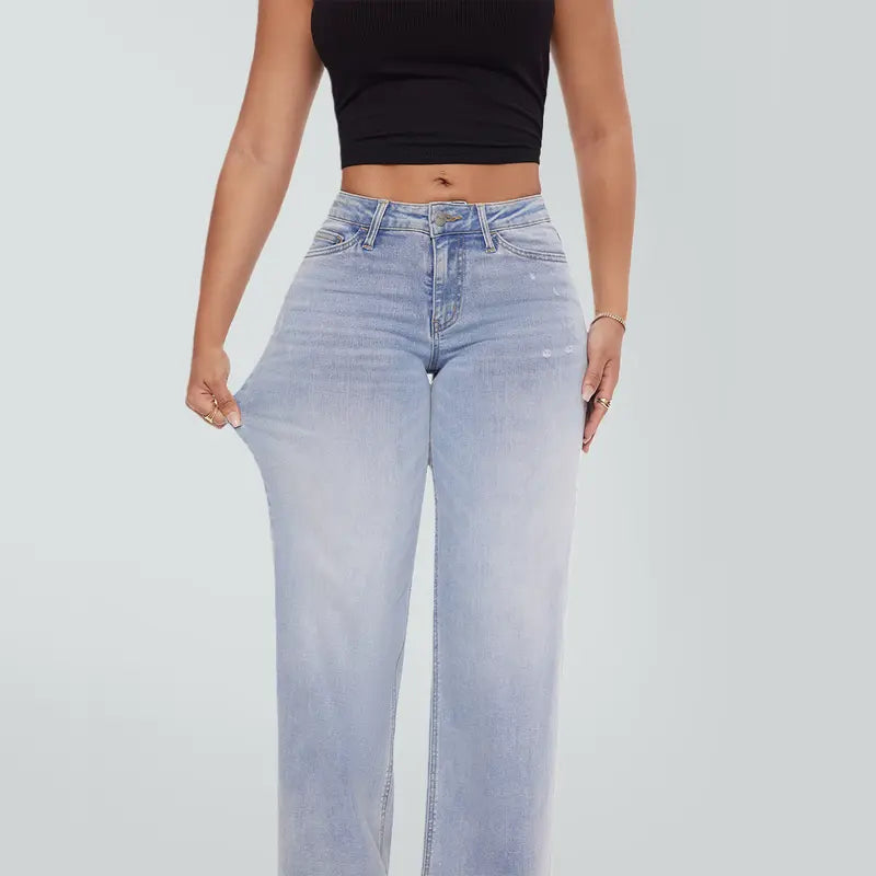 Mid-Low Rise Stretch Wide Leg Jeans