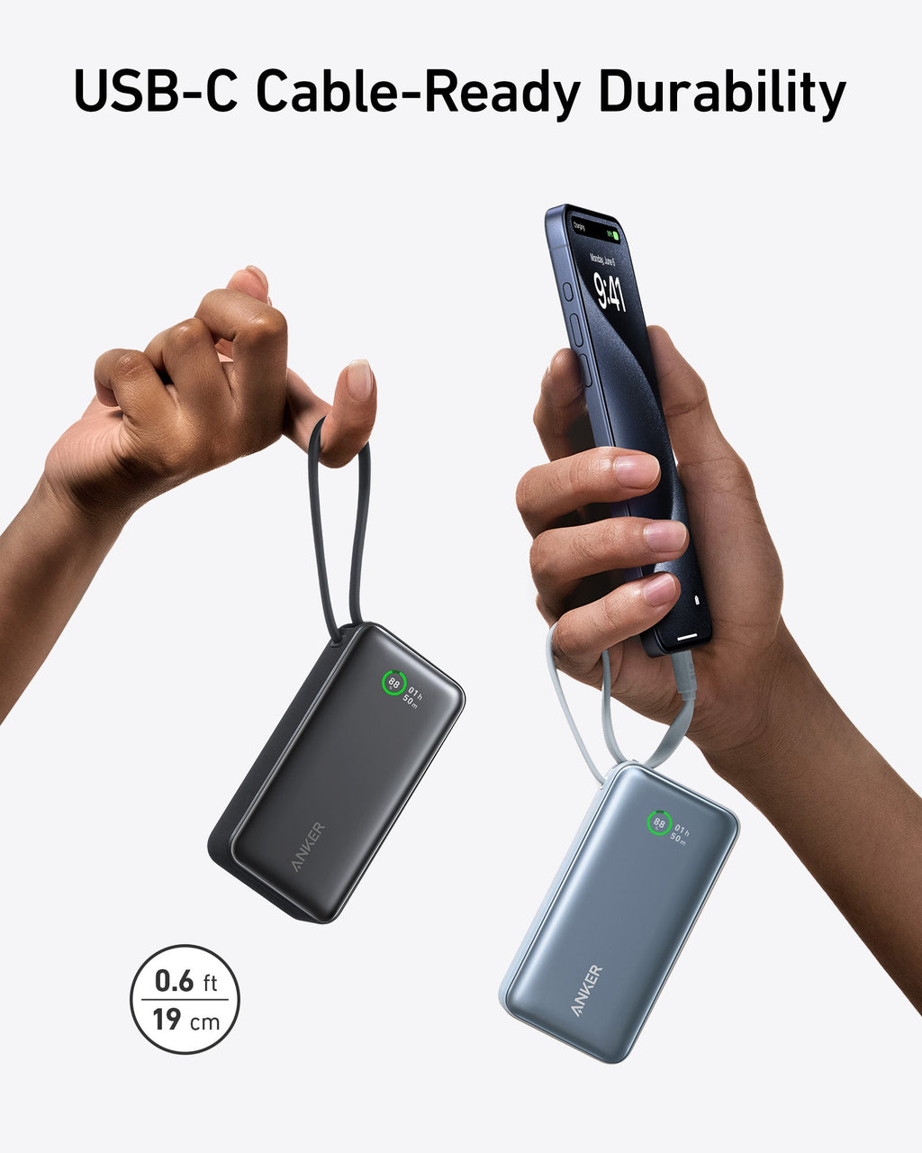 Batería Externa Anker Nano (30W, cable USB-C integrado)