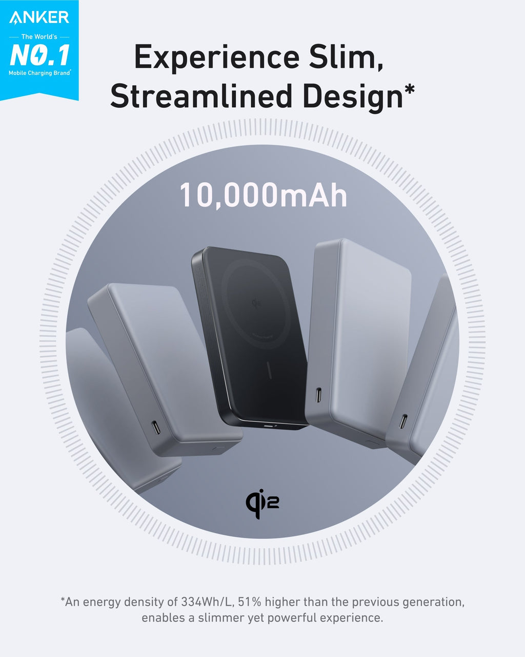 Batería Externa Anker MagGo (10K, Delgada)