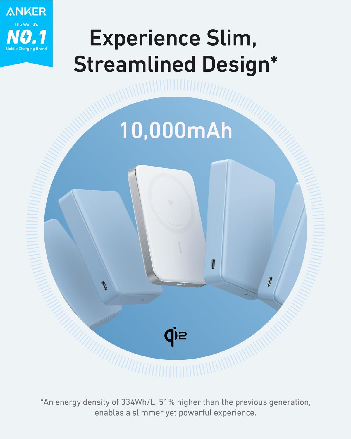 Batería Externa Anker MagGo (10K, Delgada)