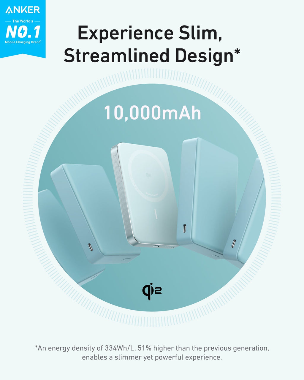 Batería Externa Anker MagGo (10K, Delgada)