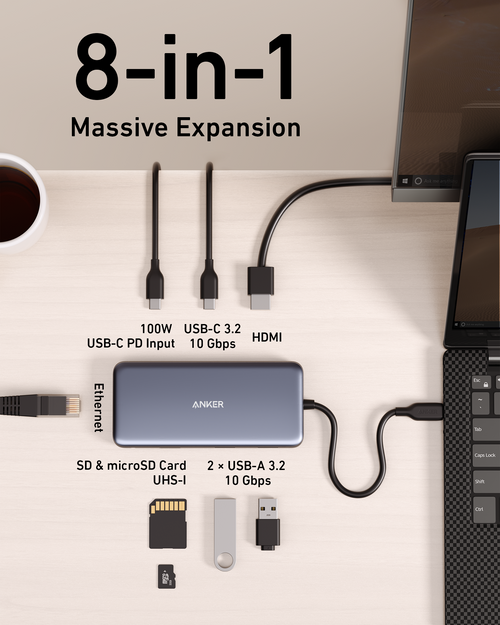 Anker <b>555</b> Concentrador USB-C (8 en 1)