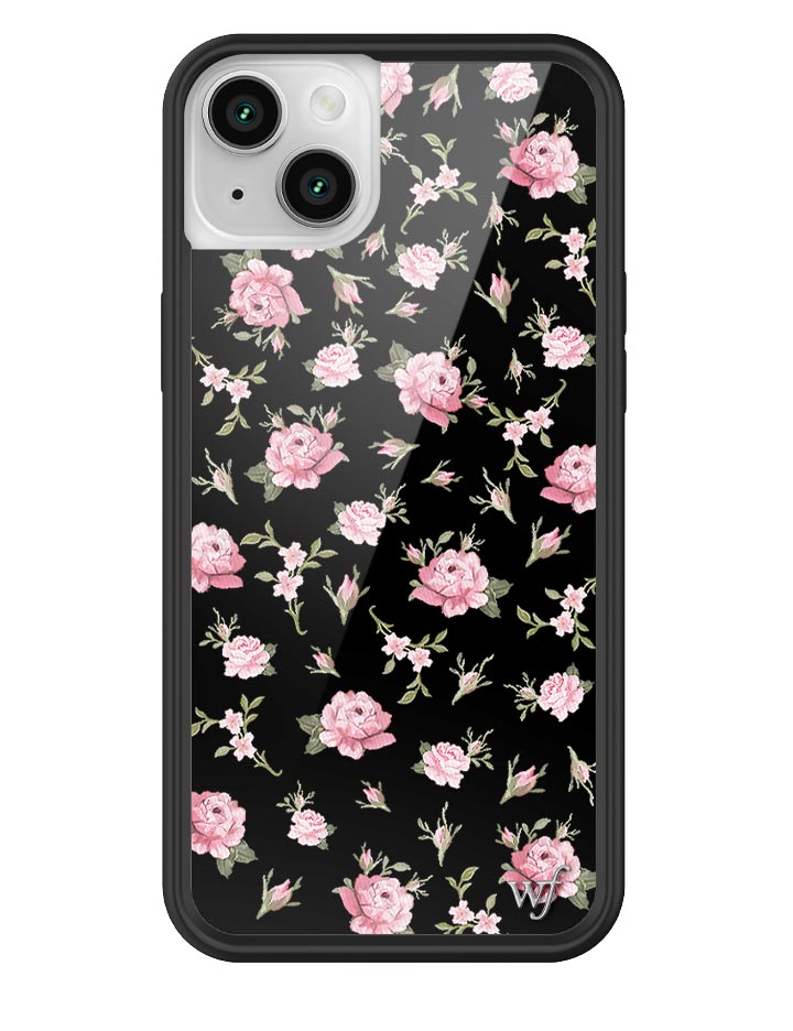 Funda de iPhone floral negra y rosa