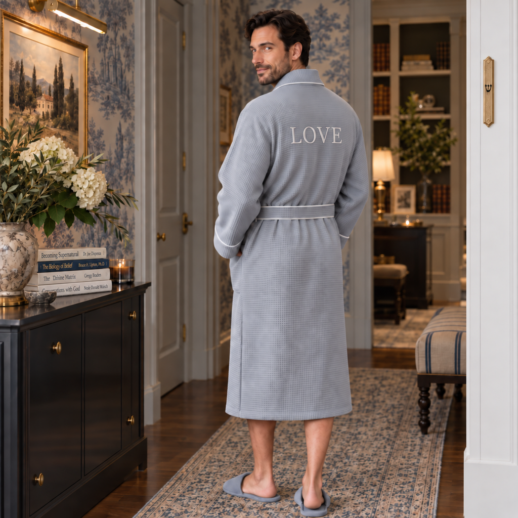 Bata de lujo con ribetes gofrados para hombre