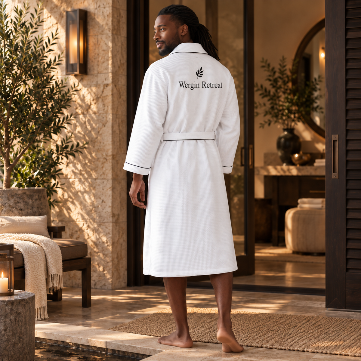 Bata de lujo con ribetes gofrados para hombre