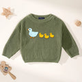 Hand Embroidered Marching Ducks Baby Knit Sweater