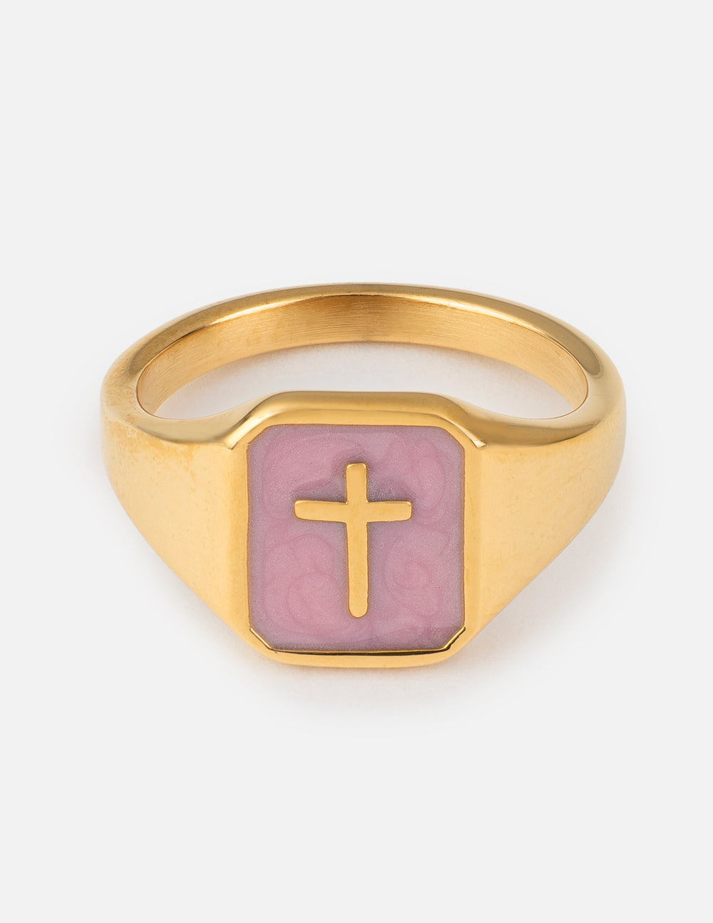 Anillo Cruz de Esmalte Lila