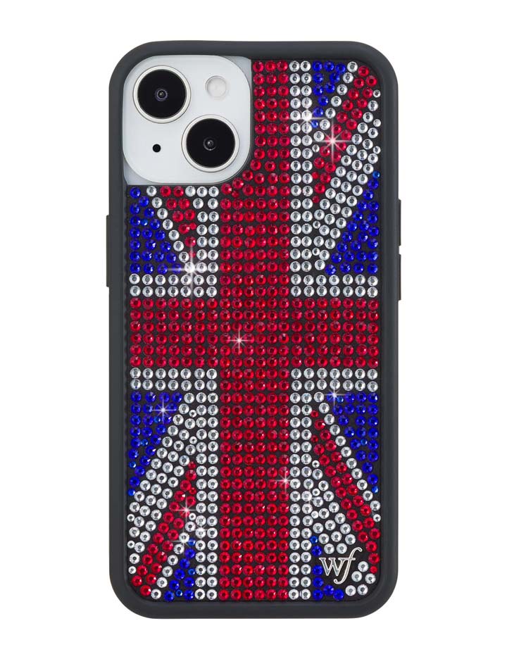 Funda de iPhone Union Jack con pedrería