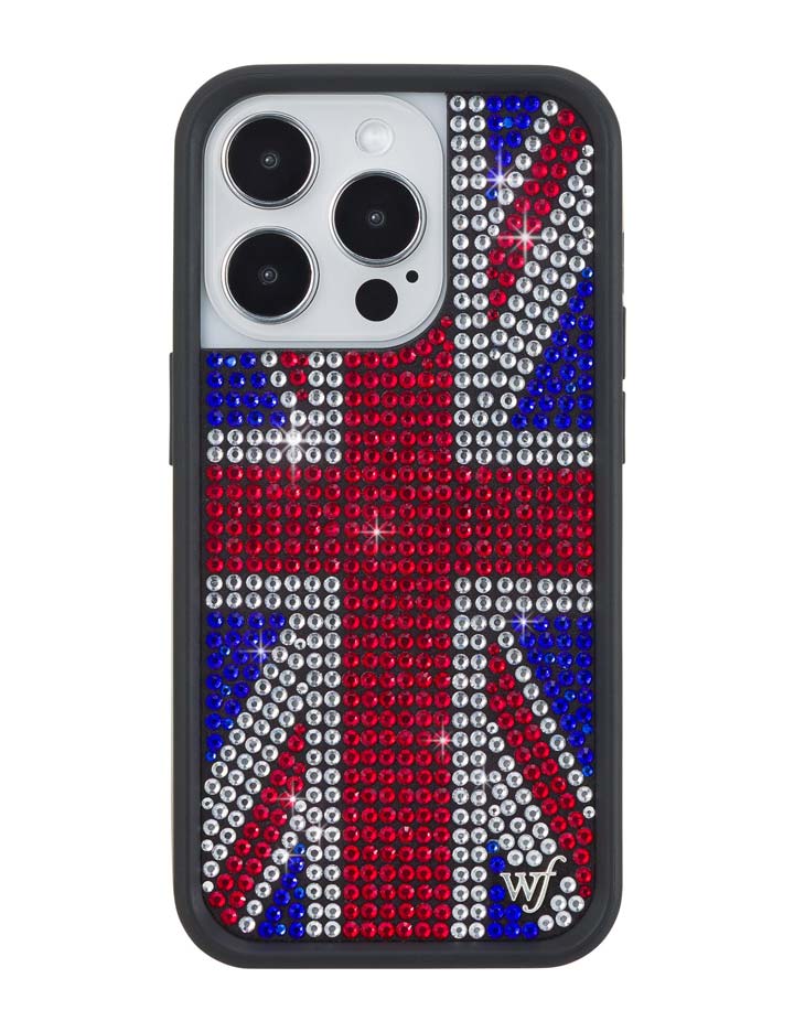 Funda de iPhone Union Jack con pedrería