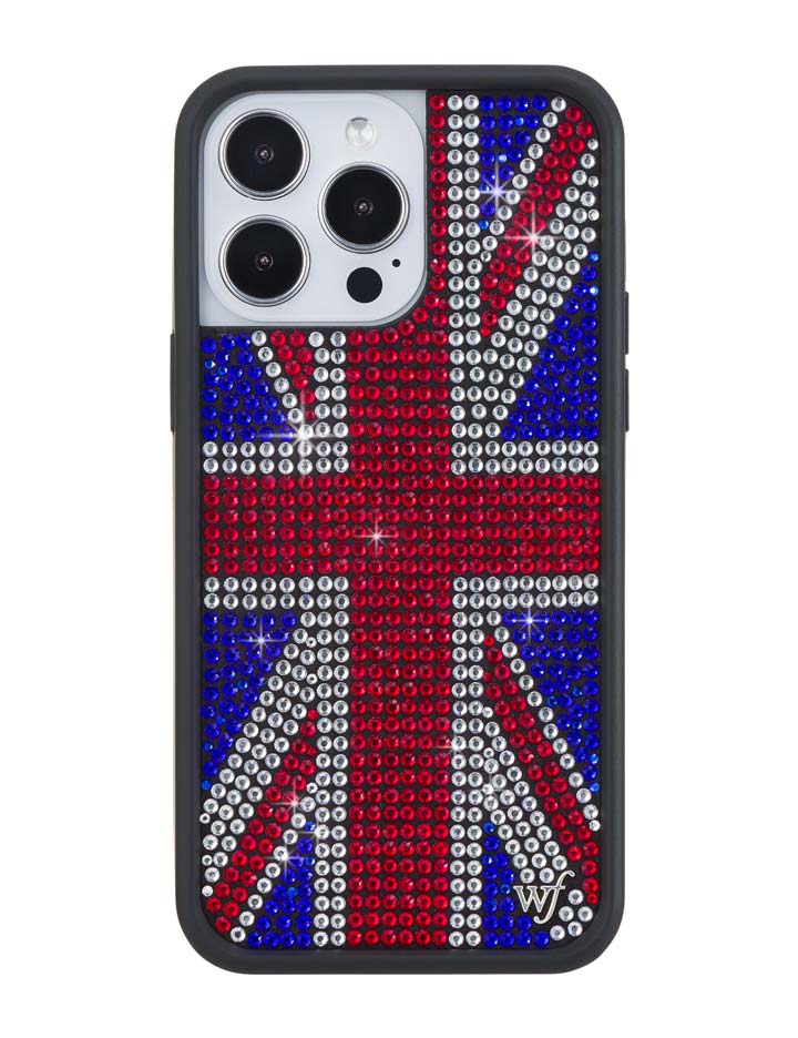 Funda de iPhone Union Jack con pedrería