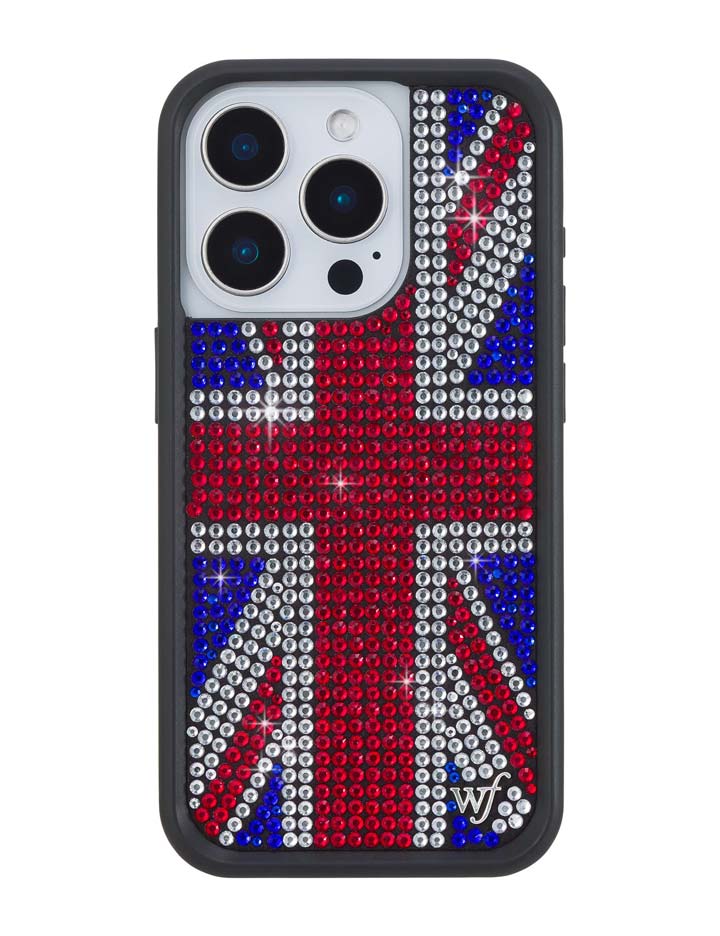 Funda de iPhone Union Jack con pedrería