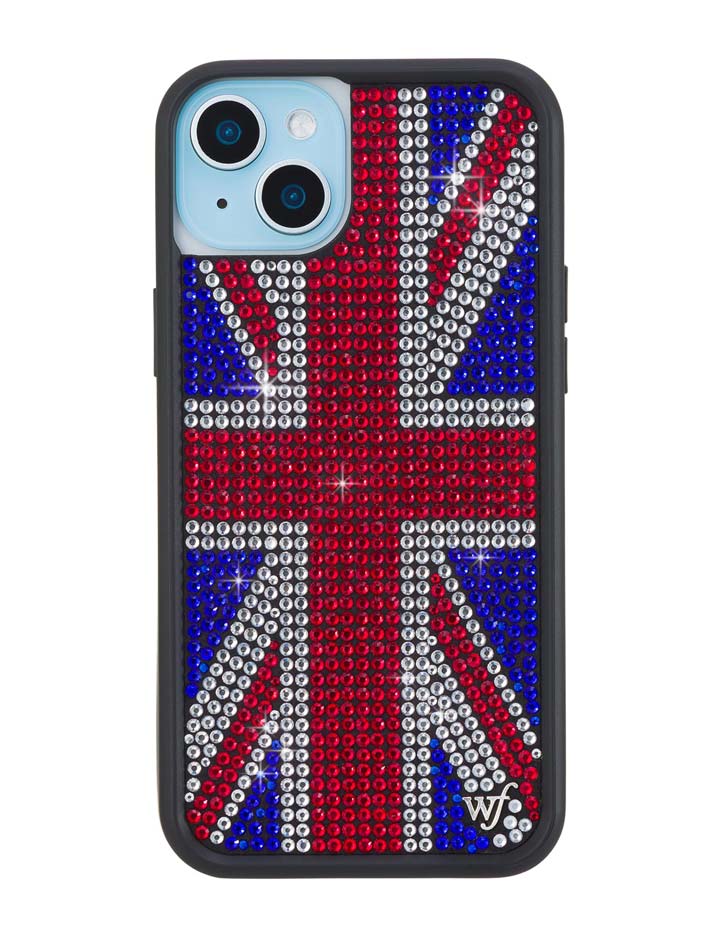 Funda de iPhone Union Jack con pedrería