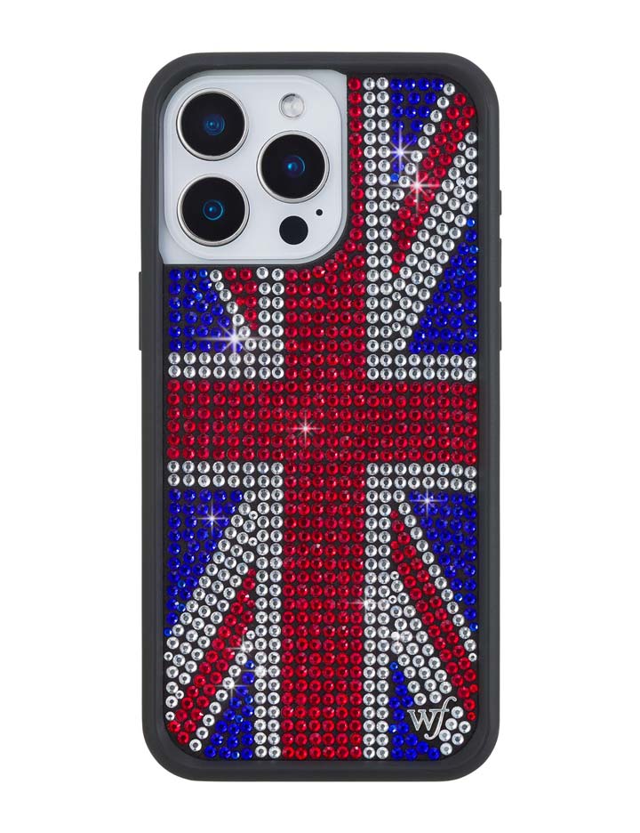 Funda de iPhone Union Jack con pedrería