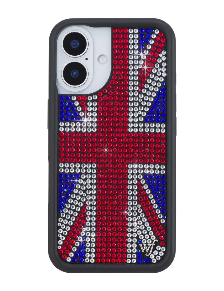 Funda de iPhone Union Jack con pedrería