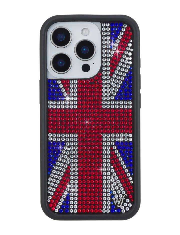 Funda de iPhone Union Jack con pedrería