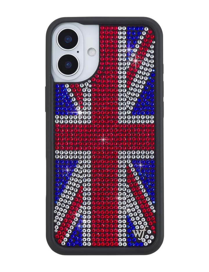 Funda de iPhone Union Jack con pedrería