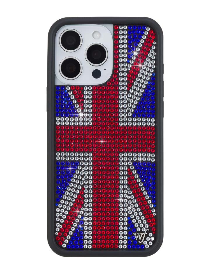 Funda de iPhone Union Jack con pedrería