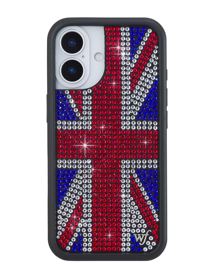 Funda de iPhone Union Jack con pedrería