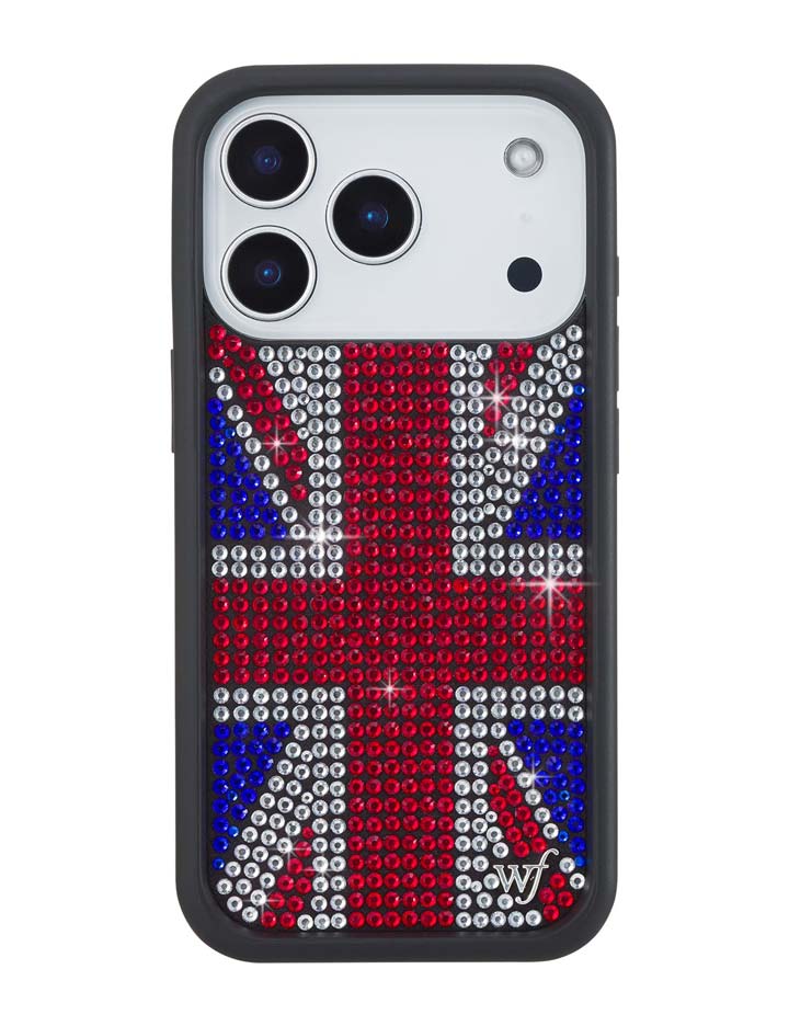 Funda de iPhone Union Jack con pedrería