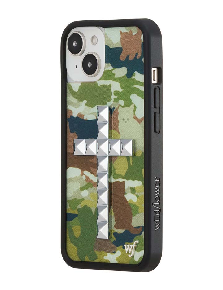 Stud Cross Cat Camo iPhone Case