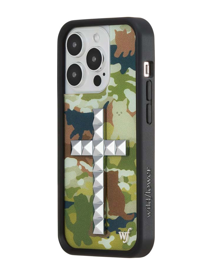 Stud Cross Cat Camo iPhone Case