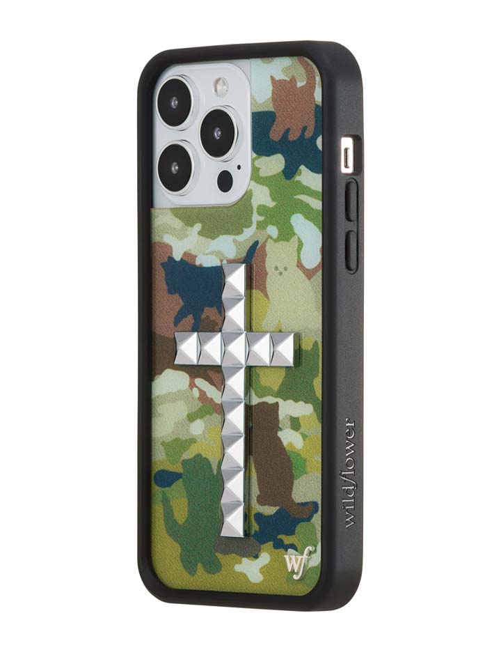 Stud Cross Cat Camo iPhone Case