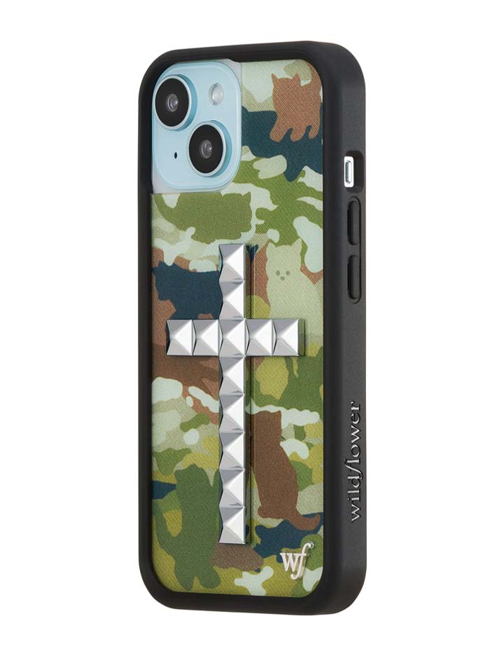 Stud Cross Cat Camo iPhone Case
