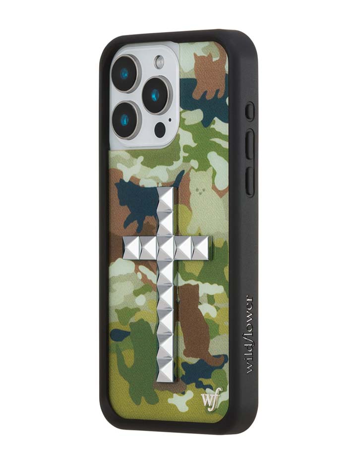 Stud Cross Cat Camo iPhone Case