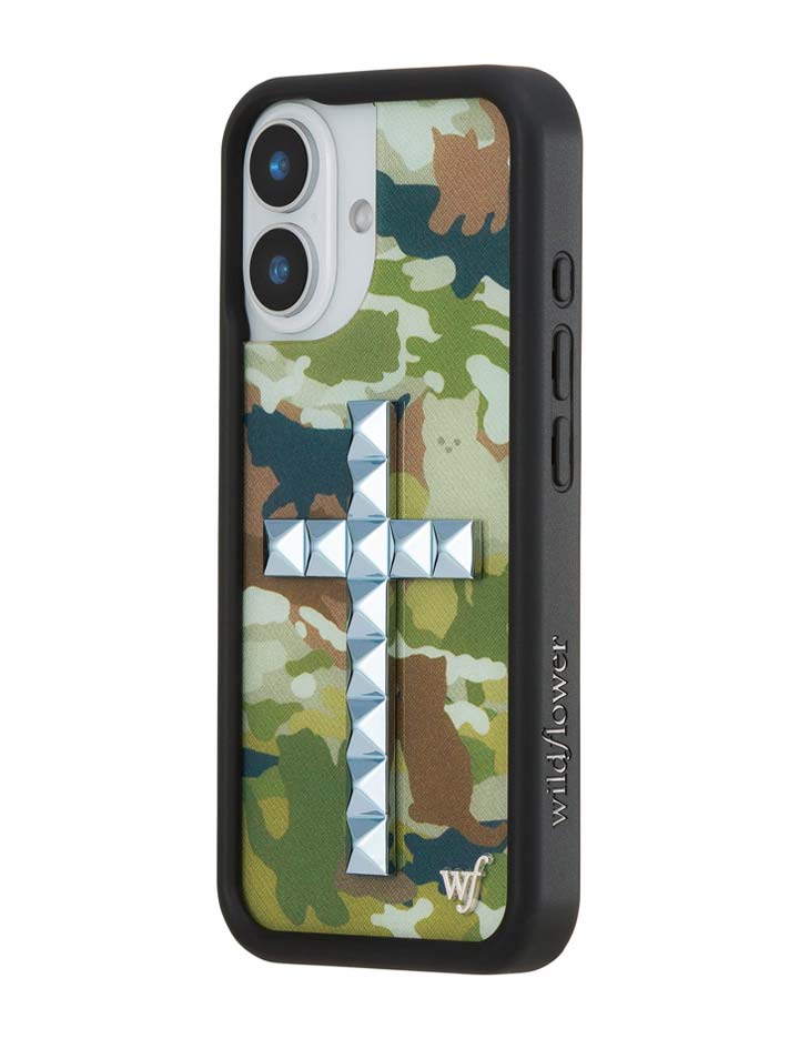 Stud Cross Cat Camo iPhone Case