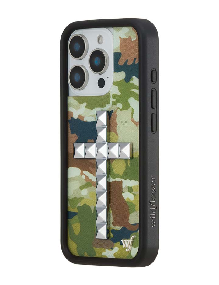 Stud Cross Cat Camo iPhone Case
