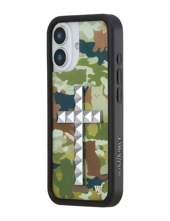 Stud Cross Cat Camo iPhone Case