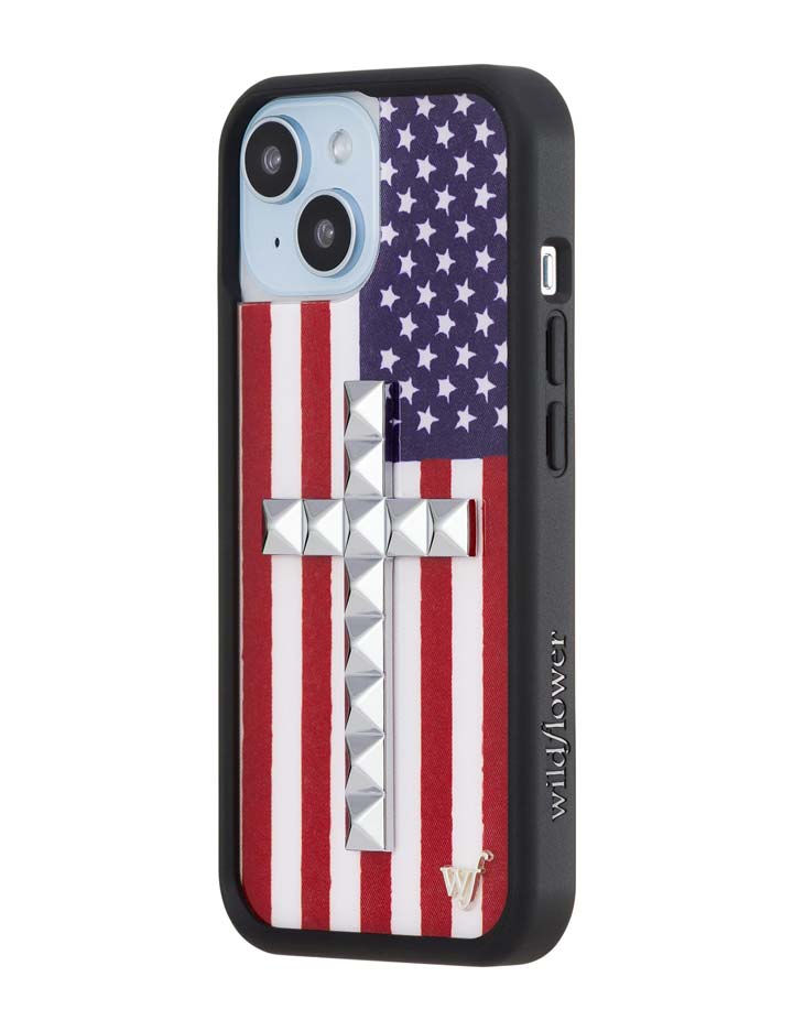 Stud Cross American Flag iPhone Case