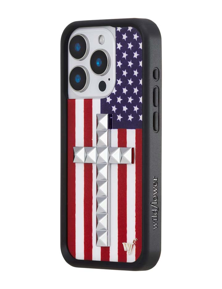 Stud Cross American Flag iPhone Case