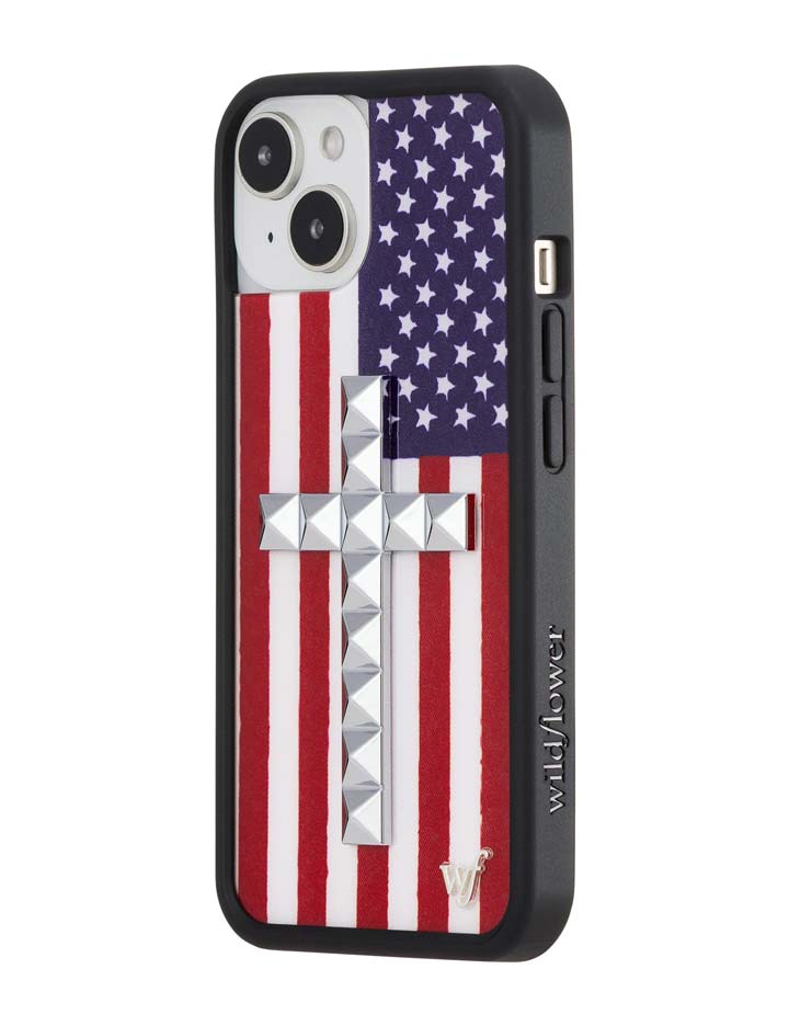 Stud Cross American Flag iPhone Case