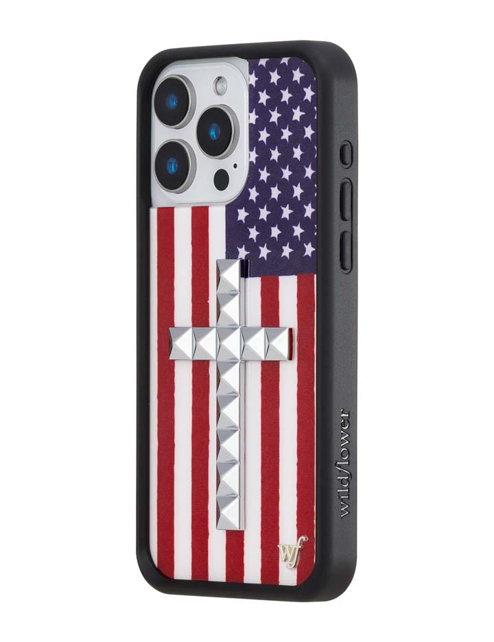 Stud Cross American Flag iPhone Case