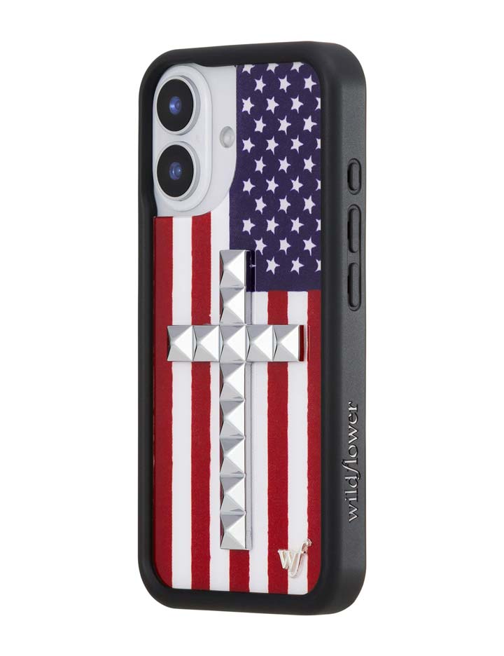Stud Cross American Flag iPhone Case