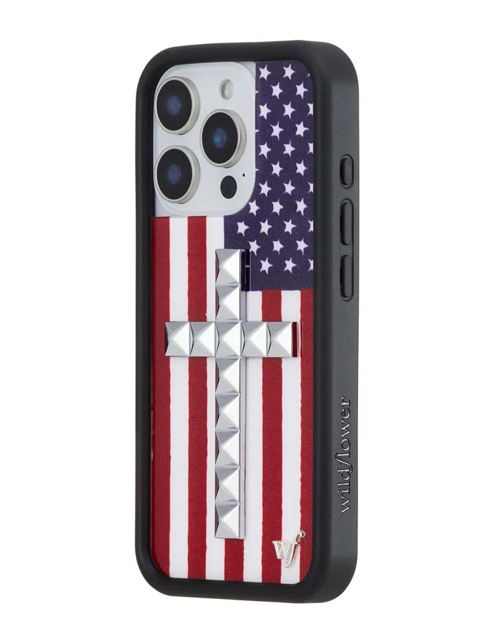 Stud Cross American Flag iPhone Case